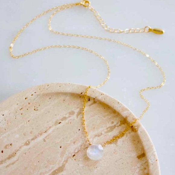 Moonstone Coin Necklace - Picture 1 of 3
